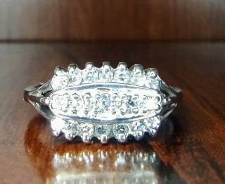 Antique Art Deco 1/2 Carat (50) Natural Diamond Ring 14KWG Cluster w/Sizing 6