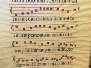 Antique Musical Score Manuscript Church Hand Painted Vellum 1600 ' S Notes Music 2 4