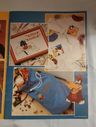Looney Tunes Bugs Bunny Taz Cross Stitch Book Patterns Vintage 1985 5