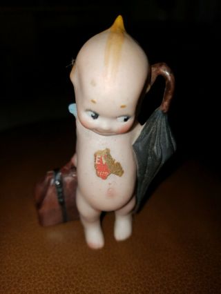 Antique Bisque Kewpie Traveler Figurine Rose O 