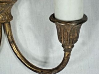 VINTAGE EARLY 20th CENTURY DOUBLE ARM MIRROR BACK BRASS ELECTRIC SCONCE 3
