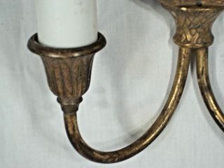 VINTAGE EARLY 20th CENTURY DOUBLE ARM MIRROR BACK BRASS ELECTRIC SCONCE 4