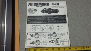 Mpc 1972 Camaro Sport Car Model Kit Assembly Instructions Only
