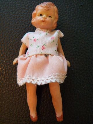 Vintage Bisque Porcelain Dollhouse Miniature Doll 4 " Tall Jointed Arms & Legs