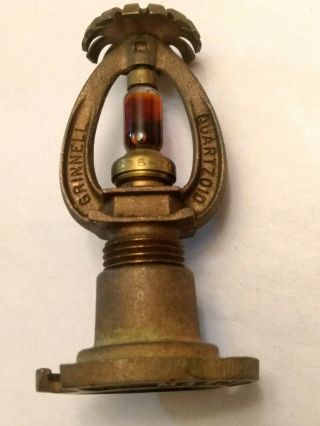 Antique Vintage Grinnell Brass Red Liquid Glass Fire Sprinkler Head Quartzoid