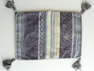 Laura Ashley Home Vintage Satin Pillow Cover Purple Cream Tassels
