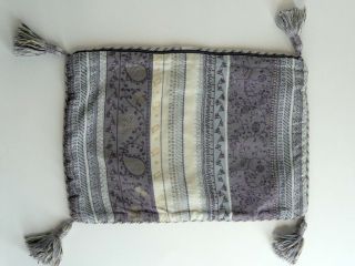 Laura Ashley Home Vintage Satin Pillow Cover Purple Cream Tassels 3