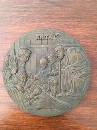 Antique Bronze Medal Celebrating Christmas Time
