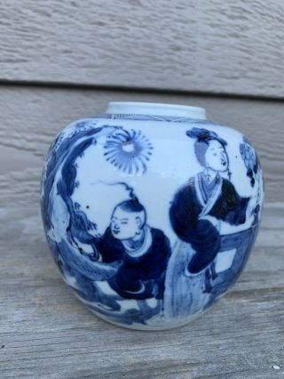 Antique Chinese Blue And White Porcelain Pot Qing China Asian