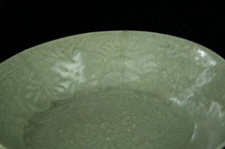 JUL005 CHINESE SONG DYNASTY CELADON PORCELAIN PLATE FLOWER RELIEF 8