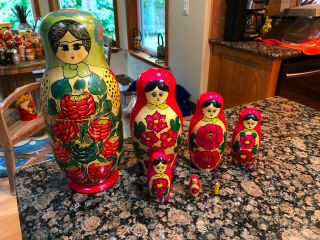 Large Vintage Russia/ussr Nesting Dolls Set Of 7