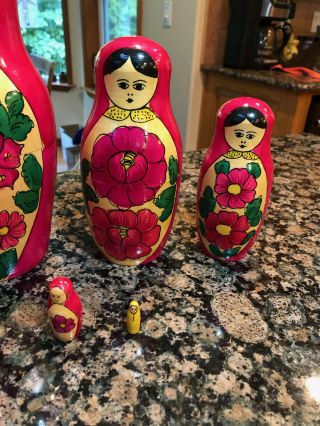 LARGE vintage Russia/USSR Nesting Dolls Set of 7 4