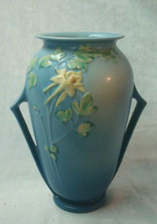 Antique C.  1940 Roseville Columbine 10 " Art Pottery Vase.  Cond Noresrv
