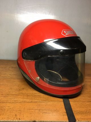 Vintage Shoei S - 20 Full face Motorcycle Helmet 1983 BRIGHT RED W/ Shield 2