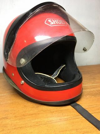 Vintage Shoei S - 20 Full face Motorcycle Helmet 1983 BRIGHT RED W/ Shield 5