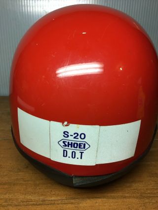 Vintage Shoei S - 20 Full face Motorcycle Helmet 1983 BRIGHT RED W/ Shield 8