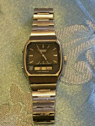 Vintage Seiko H601 - 546j Lcd Analog - Digital Watch Bracelet June 1985