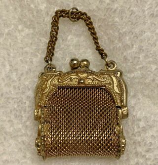 Vintage Gold Metal Mesh Clutch Doll Evening Handbag Dollhouse Decoration 2.  5