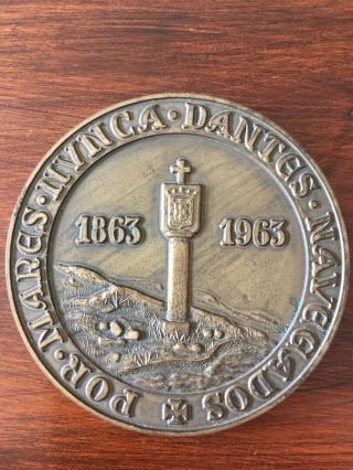and rare antique bronze medal of centenary of Navy museum 1963 3