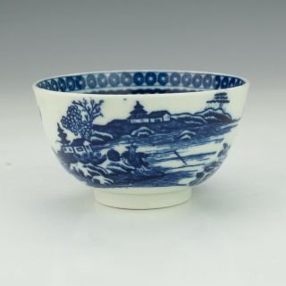 Antique Caughley Pottery Blue & White Chinese Inspired Tea Bowl - Early
