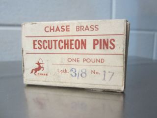 1 Lb Box Chase Brand All Brass Escutcheon Pins,  3/8 " X 17 Gauge,  Old Stock,  Usa