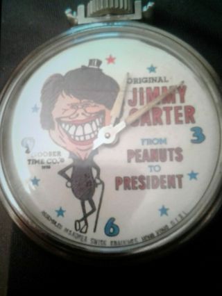 Vintage 1976 Jimmy Carter From Peanuts To President Pocket Watch