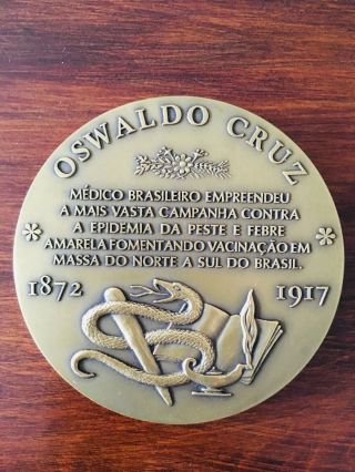 antique rare bronze medal of Oswaldo Cruz 3