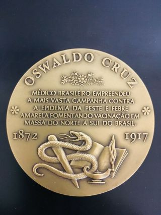 antique rare bronze medal of Oswaldo Cruz 7