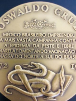 antique rare bronze medal of Oswaldo Cruz 8