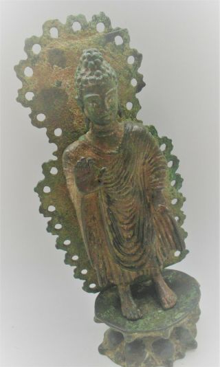 CIRCA 200 - 300AD ANCIENT GANDHARAN BRONZE STANDING BUDDHA STATUE MUSEUM QUALITY 3