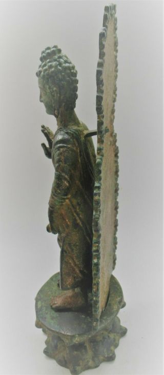 CIRCA 200 - 300AD ANCIENT GANDHARAN BRONZE STANDING BUDDHA STATUE MUSEUM QUALITY 7