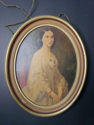 Vintage Southern Belle Erich Correns Portrait Victorian Art Oval Framed 13 - 1/2 "