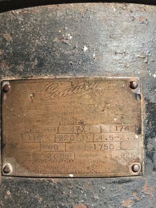 Antique Century Electric Co.  1/4 HP Single Phase Motor: Frame M7X,  Type RS,  110v 2