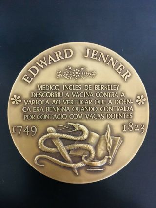 antique rare bronze medal of Edward Jenner 7