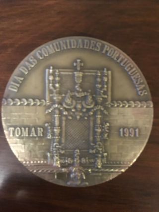 and rare antique bronze medal of the day of Portugal and Camões 1991 3
