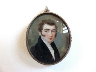 Fine Antique Early 19th Century Gentleman Miniature Portrait C1810