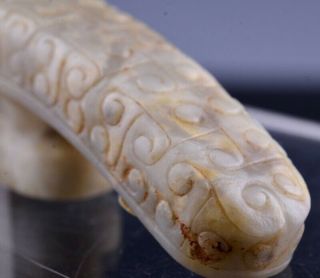 SUPERBLY CARVED CHINESE JADE DRAGON BELT HOOK WARRING STATES TO HAN DYNASTY 9