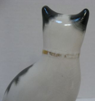 Antique Staffordshire Tuxedo Kitty Cat on Pillow Figurine 4