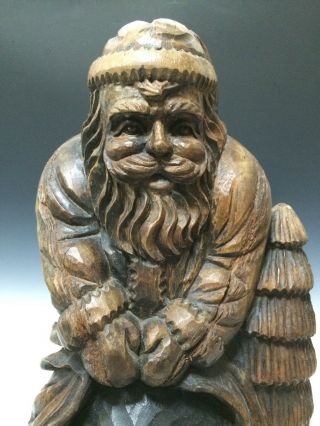 OLD SANTA CLAUS CARVED WOOD PAPER MACHE MOLD/SCULPTURE 2