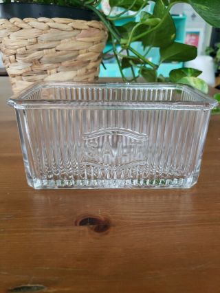 Vintage Antique Ribbed Glass Salt Box For Hoosier Cabinet 1