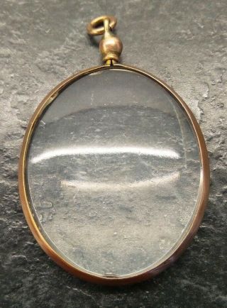 Antique Edwardian 9ct Rose Gold Double Sided Glass Picture Locket.  1907 - 08 A.  J.  H 2