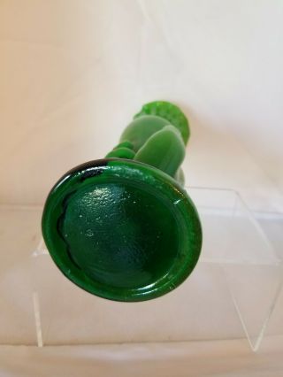 Antique Victorian Hand Vase - Green Glass with White Inside - Ruffled Top - RARE 4