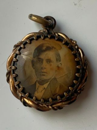 Antique Vintage Victorian Art Nouveau Gold Filled Photo Locket Fob Charm Pendant