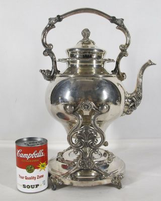 Gorgeous Sheridan Silver On Copper Tilt Tea Pot Coffee Pot Stand & Burner Yqz