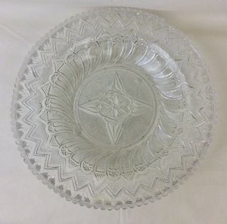 Rare Antique 9 1/2” Lacy Shallow Bowl “feather” Sandwich Glass Co.  C.  1840