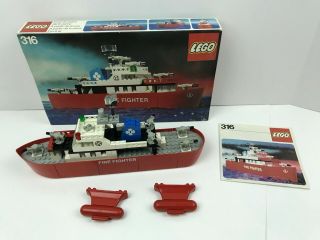 Vintage Lego Set 316 Fire Boat With Box And Instructions