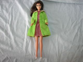 Vintage Mattel 1966 Japan On Rear Barbie Doll Francie Rooted Eyelashes Dark Hair