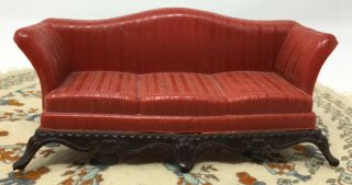 Vintage Red Renwal Dollhouse Miniature Sofa Couch Plastic Furniture
