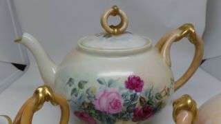 Antique William Guerin & Co Signed Limoges Teapot,  Sugar Bowl,  & Creamer