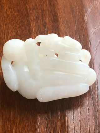 Vintage Chinese White Jade Foo Lion Carving 3 
